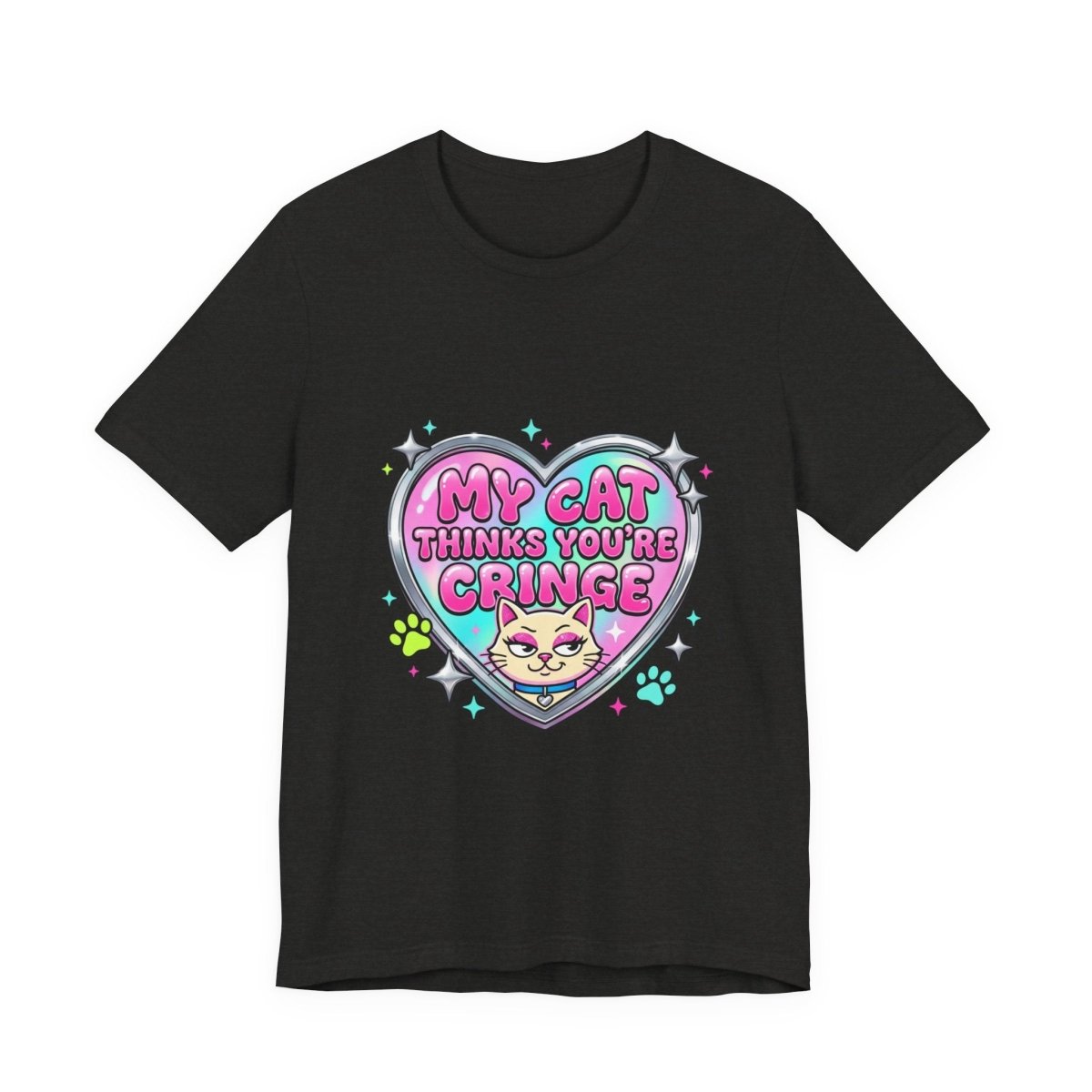 My Cat Thinks You're Cringe Tee | Y2K slogan, hot pink bubblegum style - Nineteen 29 Kustom