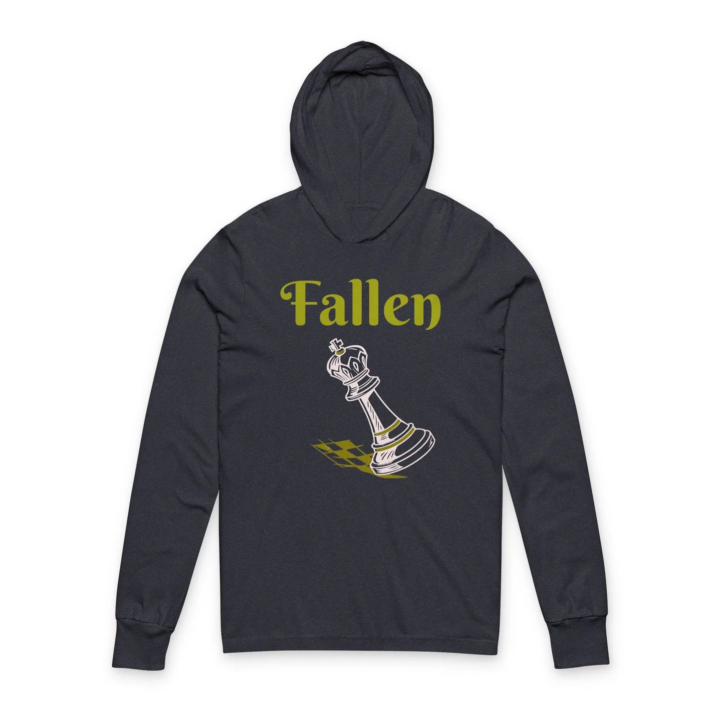 Fallen King Hoodie Tee — Vintage Script Long-Sleeve Hooded Shirt - Nineteen 29 Kustom