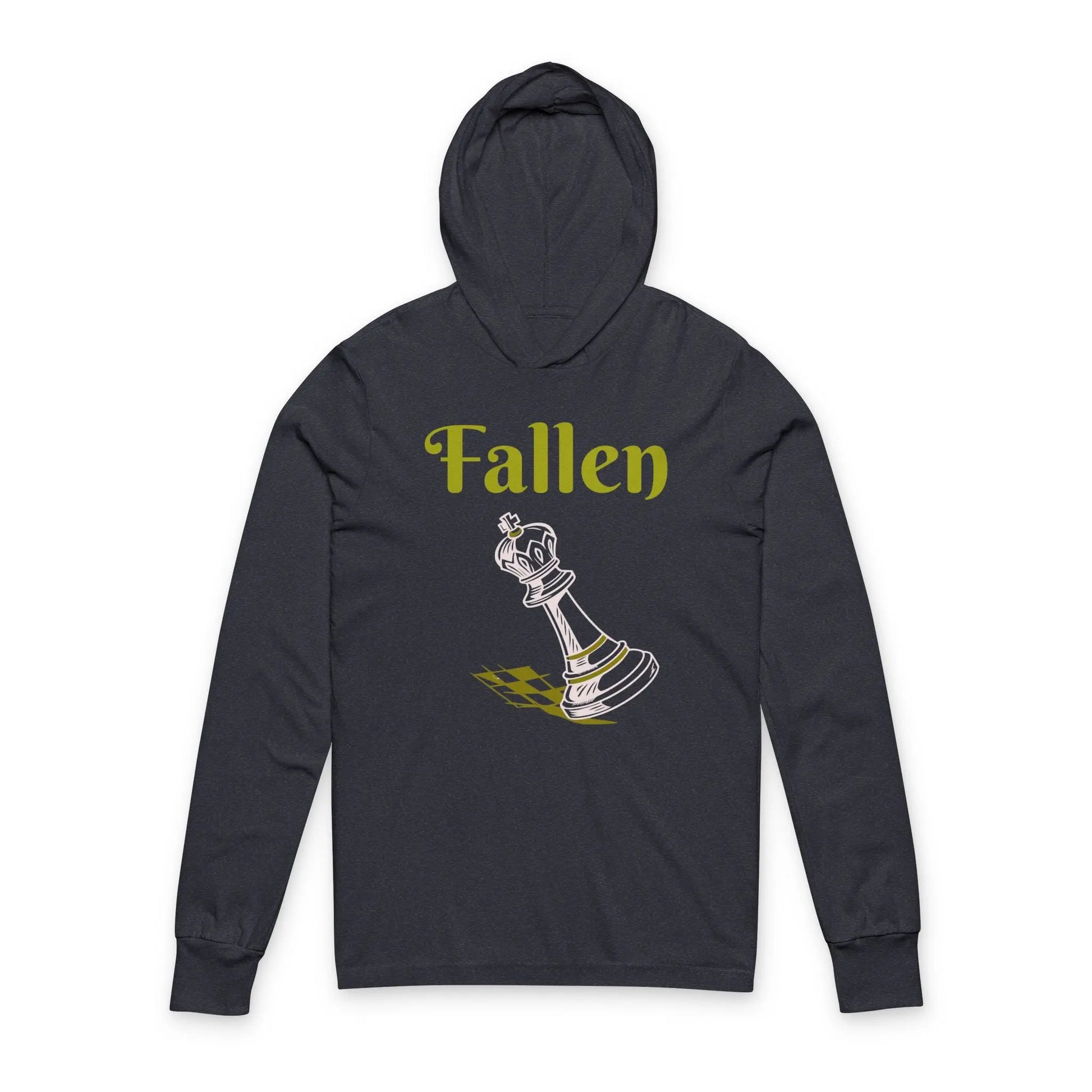 Fallen King Hoodie Tee — Vintage Script Long-Sleeve Hooded Shirt - Nineteen 29 Kustom