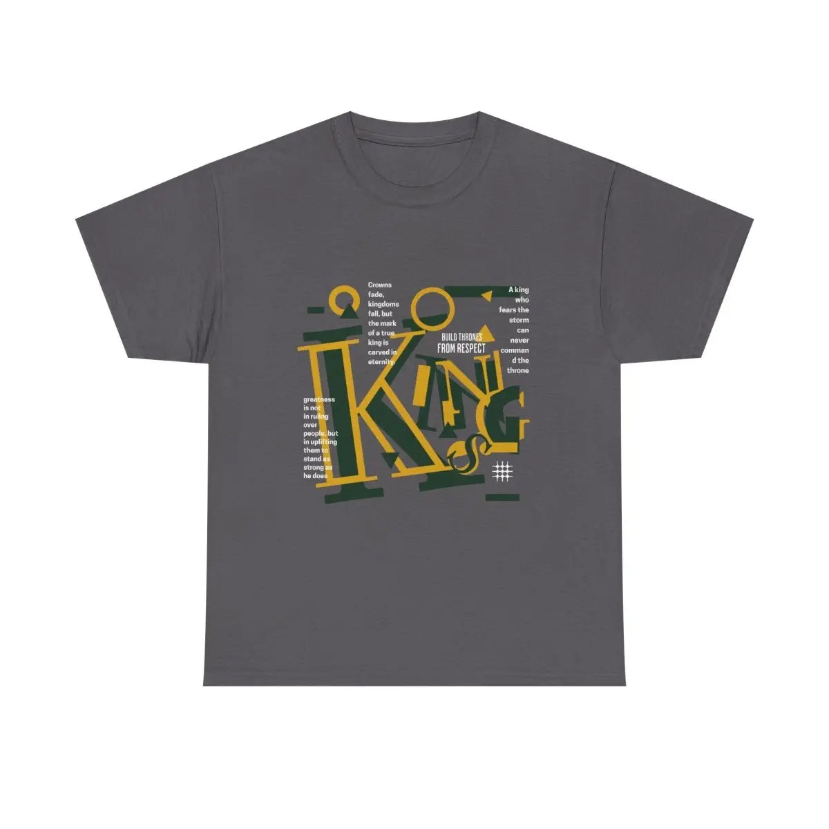 King Typography Graphic Tee — Bold Yellow Green Urban Design Printify