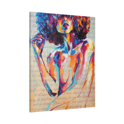 Colorful Abstract Woman Canvas Wall Art – Vibrant Afro Portrait Stretched Canvas