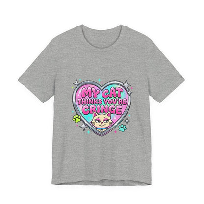 My Cat Thinks You're Cringe Tee | Y2K slogan, hot pink bubblegum style - Nineteen 29 Kustom