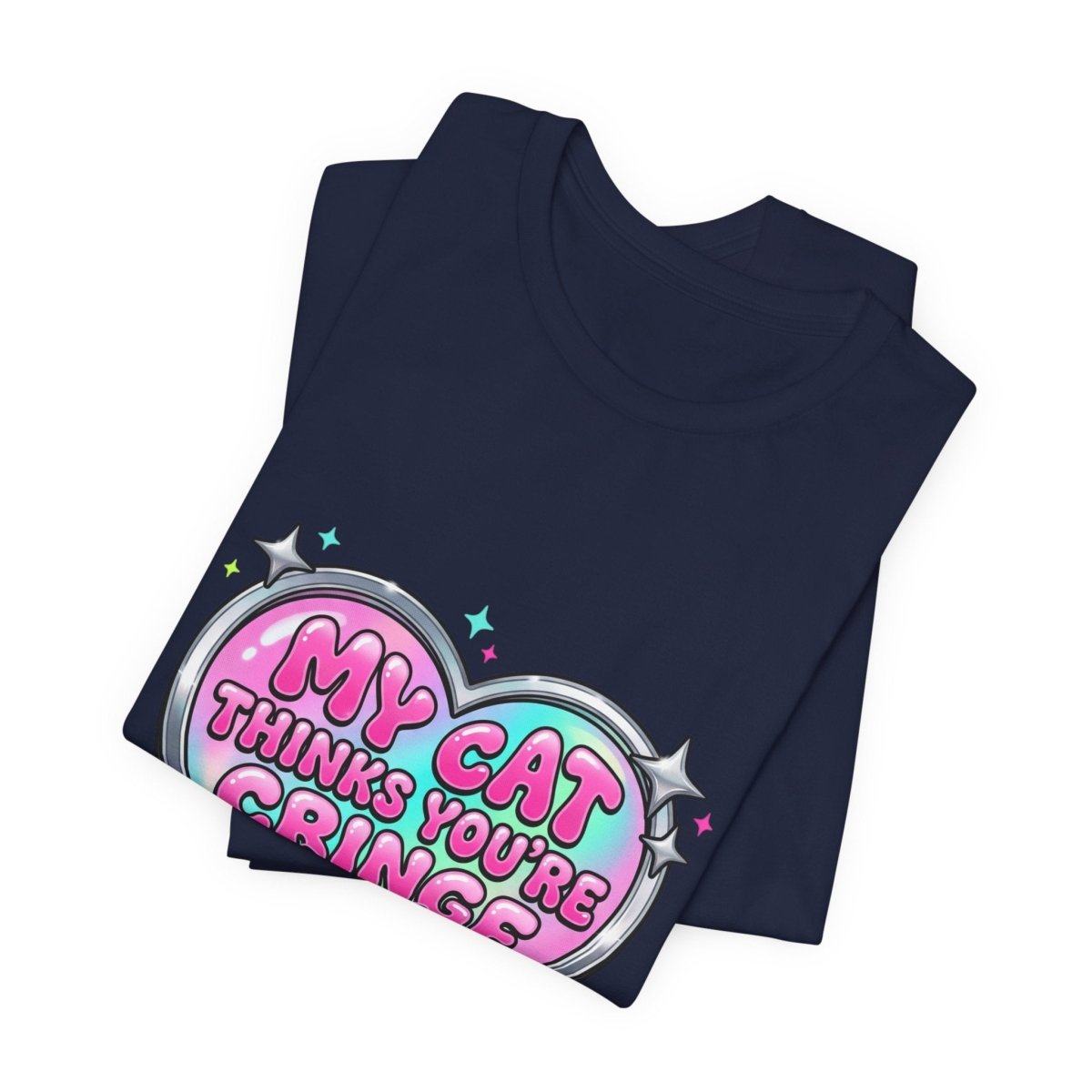 My Cat Thinks You're Cringe Tee | Y2K slogan, hot pink bubblegum style - Nineteen 29 Kustom