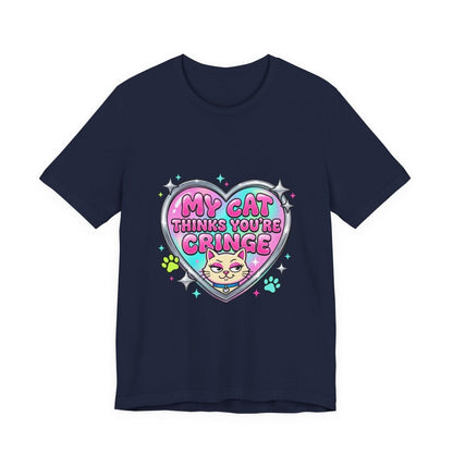My Cat Thinks You're Cringe Tee | Y2K slogan, hot pink bubblegum style - Nineteen 29 Kustom