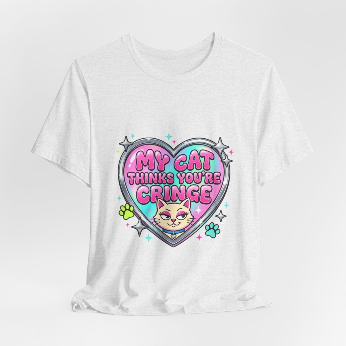 My Cat Thinks You're Cringe Tee | Y2K slogan, hot pink bubblegum style - Nineteen 29 Kustom