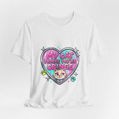 My Cat Thinks You're Cringe Tee | Y2K slogan, hot pink bubblegum style - Nineteen 29 Kustom
