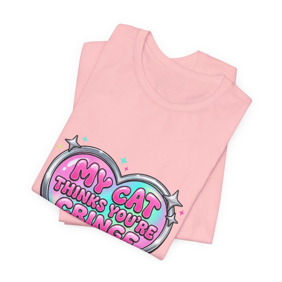 My Cat Thinks You're Cringe Tee | Y2K slogan, hot pink bubblegum style - Nineteen 29 Kustom