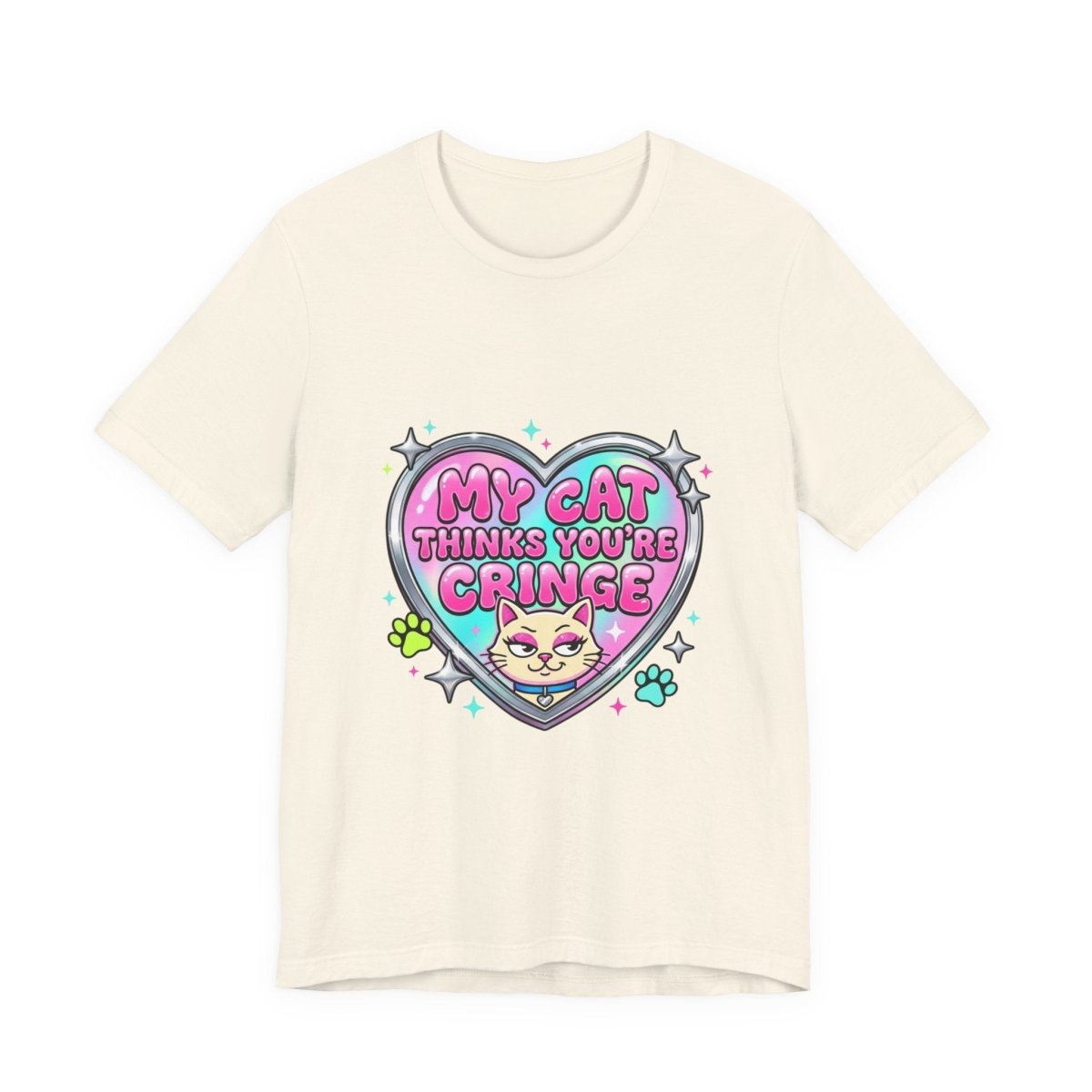 My Cat Thinks You're Cringe Tee | Y2K slogan, hot pink bubblegum style - Nineteen 29 Kustom