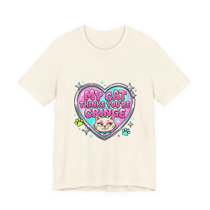 My Cat Thinks You're Cringe Tee | Y2K slogan, hot pink bubblegum style - Nineteen 29 Kustom
