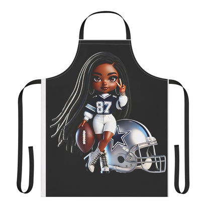 Football Fan Apron, 5-Color Straps, Cowboys Female No 87 Kitchen Cooking Gift, Adjustable BBQ Grilling Chef Cover Up, Team Logo Tailgate Printify
