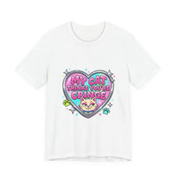 My Cat Thinks You're Cringe Tee | Y2K slogan, hot pink bubblegum style - Nineteen 29 Kustom