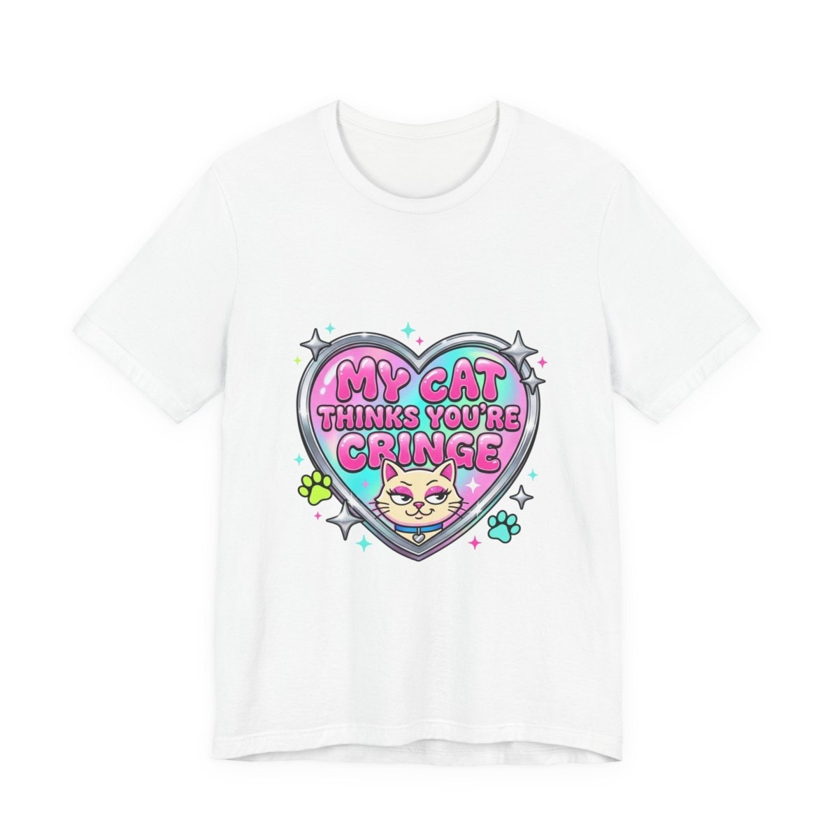My Cat Thinks You're Cringe Tee | Y2K slogan, hot pink bubblegum style - Nineteen 29 Kustom