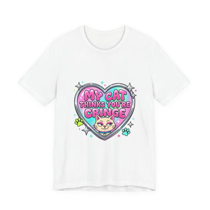 My Cat Thinks You're Cringe Tee | Y2K slogan, hot pink bubblegum style - Nineteen 29 Kustom