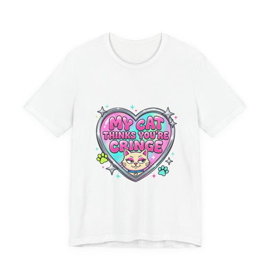 My Cat Thinks You're Cringe Tee | Y2K slogan, hot pink bubblegum style - Nineteen 29 Kustom