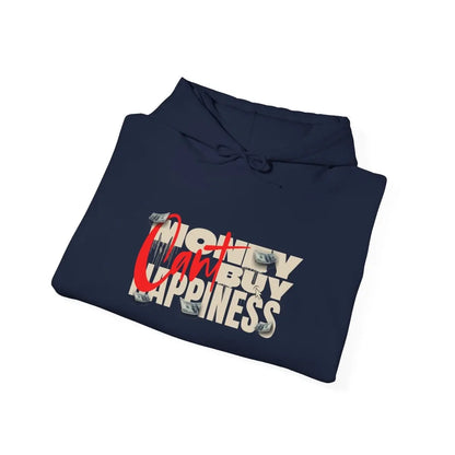 Hoodie - 'Money Can't Buy Happiness' Vintage Cash Graphic Hoodie Printify
