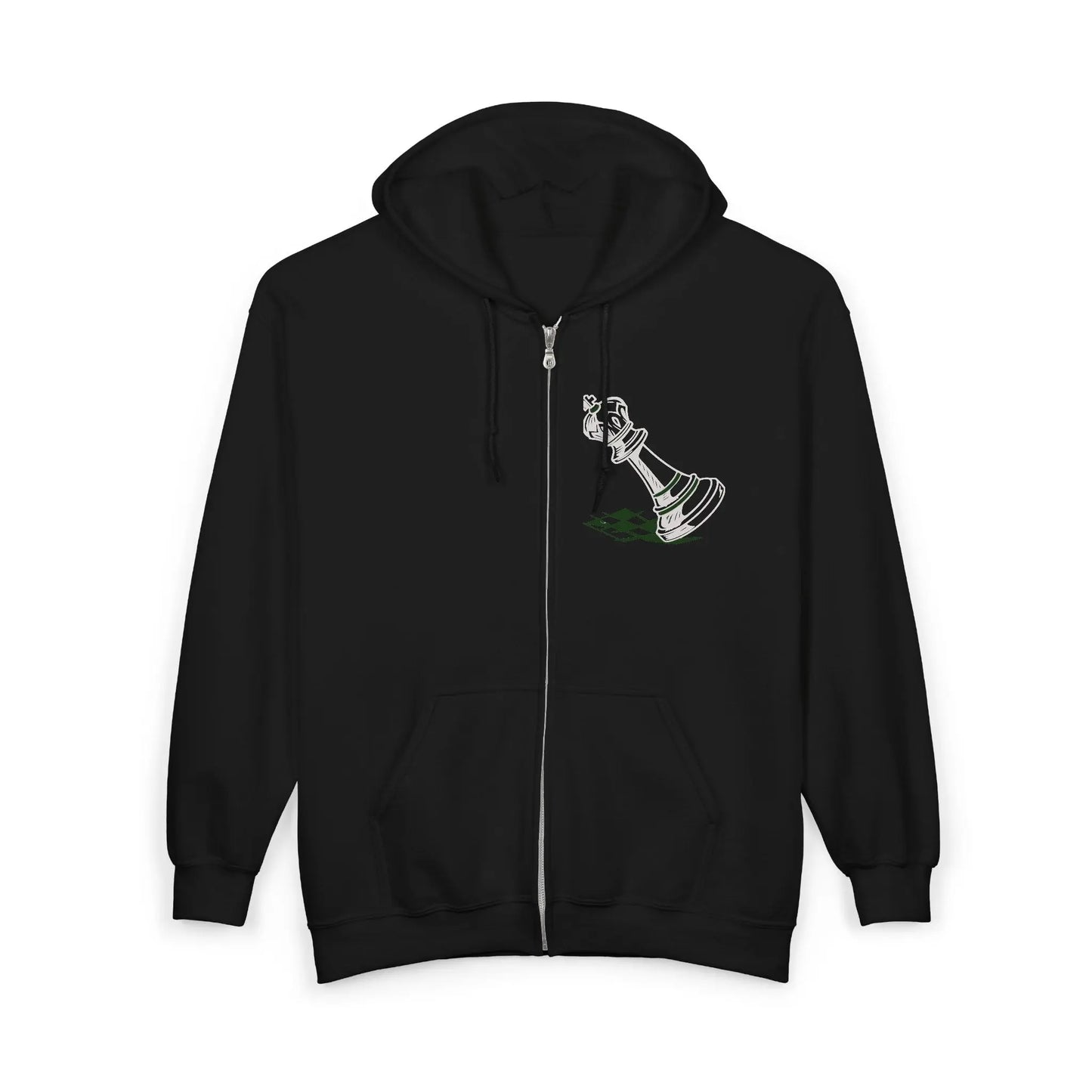 Chess King Graphic Zip Hoodie — Fallen King Design Printify
