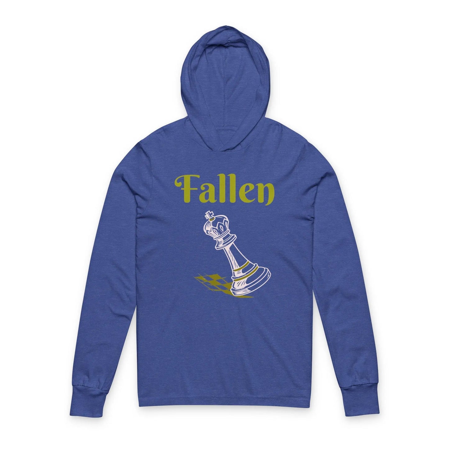 Fallen King Hoodie Tee — Vintage Script Long-Sleeve Hooded Shirt Printify