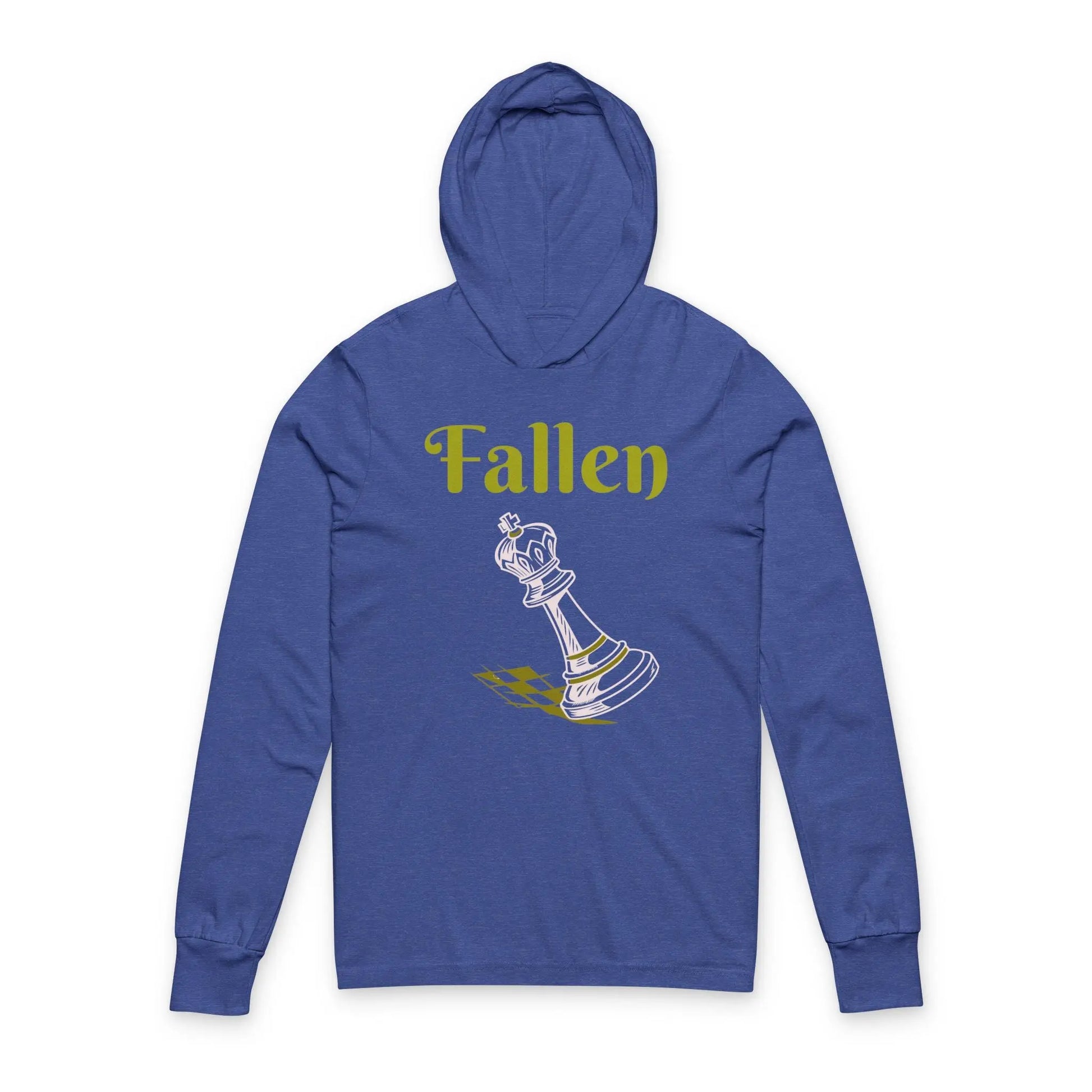Fallen King Hoodie Tee — Vintage Script Long-Sleeve Hooded Shirt Printify