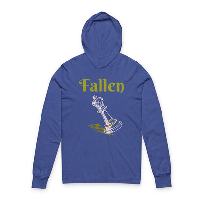Fallen King Hoodie Tee — Vintage Script Long-Sleeve Hooded Shirt Printify