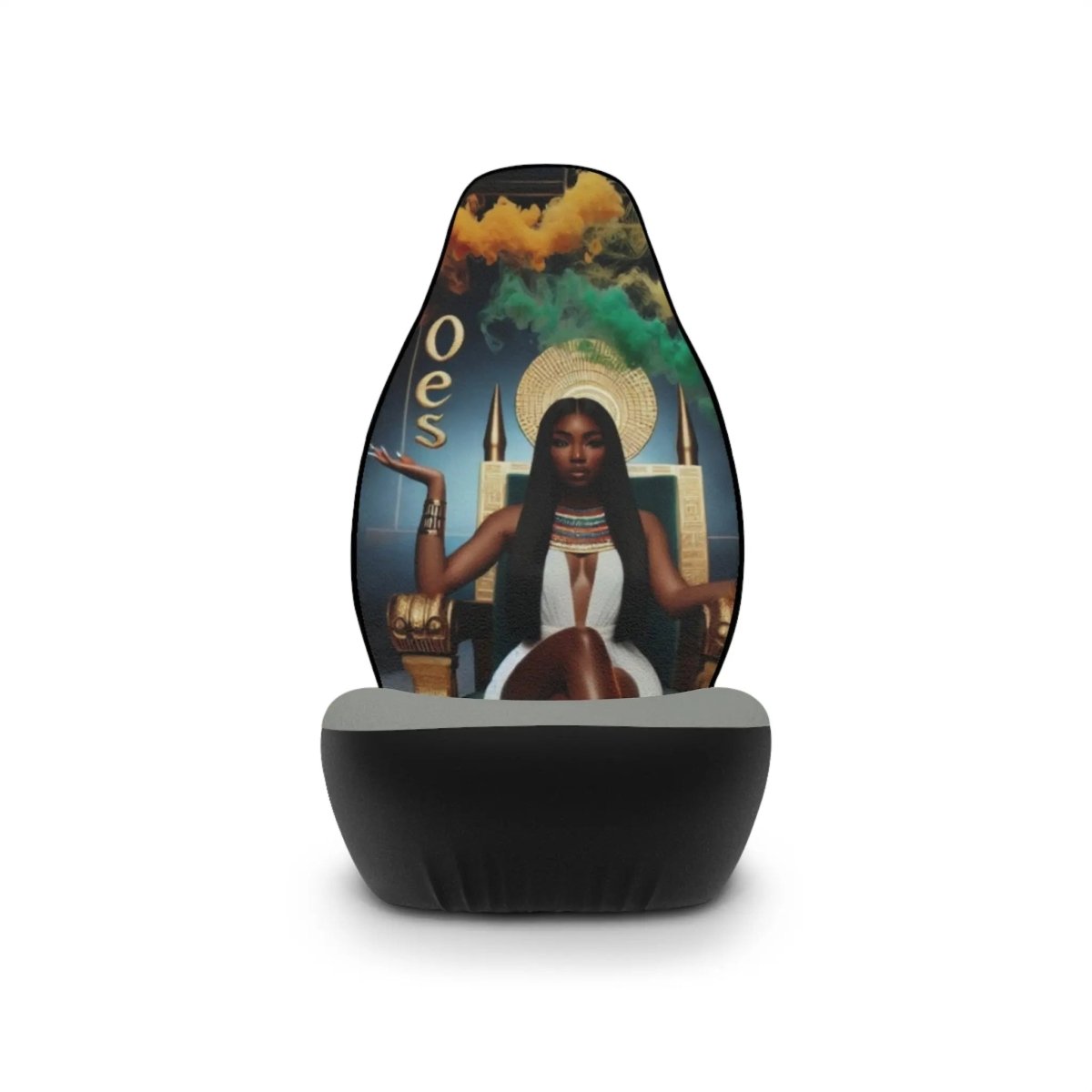 Car Seat Covers - OES Goddess Black Queen Throne Design - Nineteen 29 Kustom