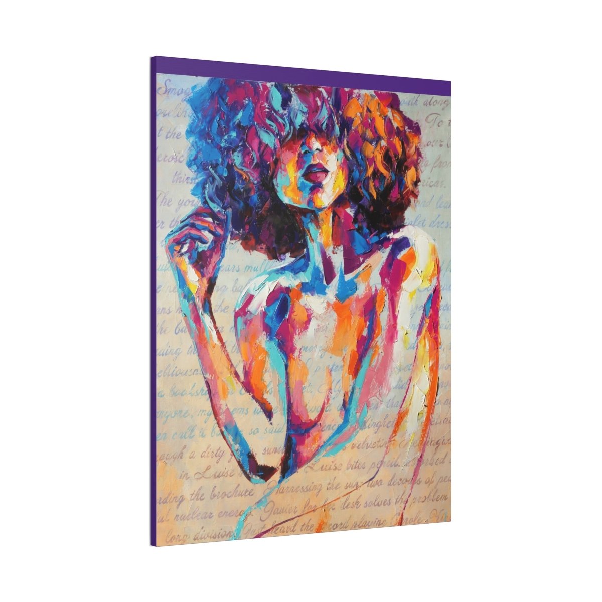 Colorful Abstract Woman Canvas Wall Art – Vibrant Afro Portrait Stretched Canvas - Nineteen 29 Kustom