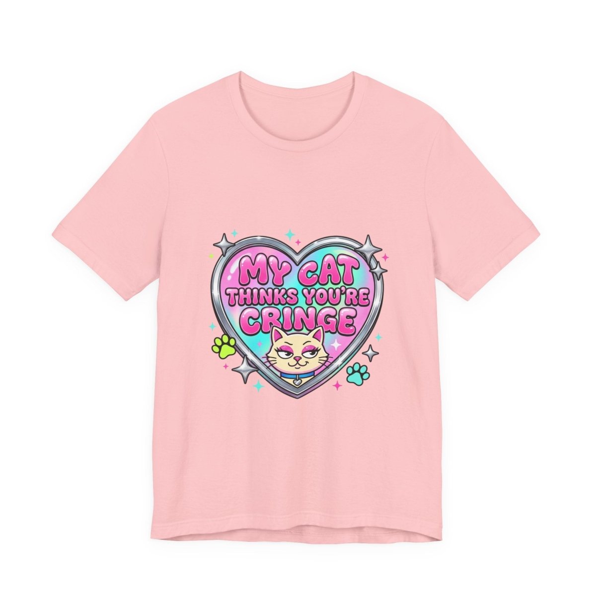My Cat Thinks You're Cringe Tee | Y2K slogan, hot pink bubblegum style - Nineteen 29 Kustom