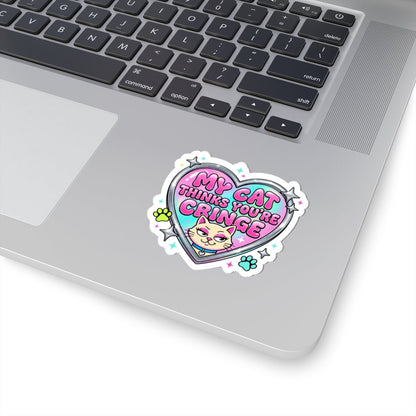 My Cat Thinks You’re Cringe Kiss-Cut Stickers | Y2K, Hot Pink, Glitter Type - Nineteen 29 Kustom