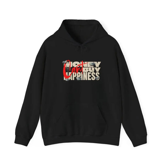 Hoodie - 'Money Can't Buy Happiness' Vintage Cash Graphic Hoodie Printify