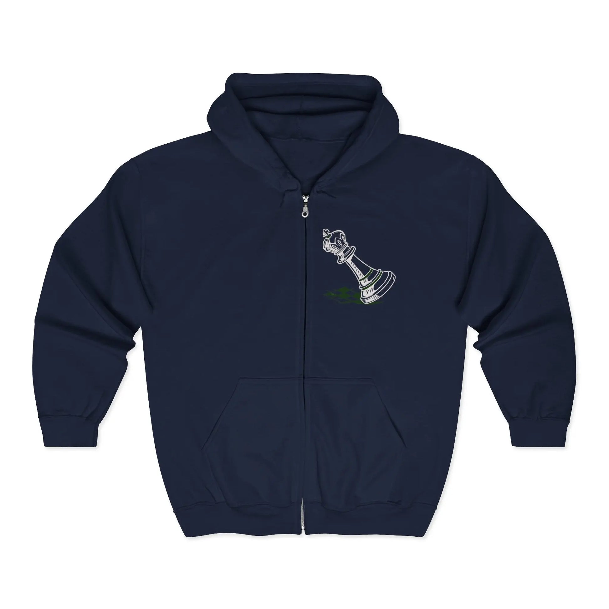 Chess King Graphic Zip Hoodie — Fallen King Design Printify