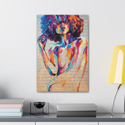 Colorful Abstract Woman Canvas Wall Art – Vibrant Afro Portrait Stretched Canvas