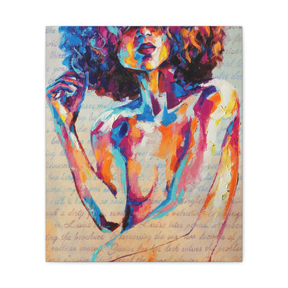 Colorful Abstract Woman Canvas Wall Art – Vibrant Afro Portrait Stretched Canvas