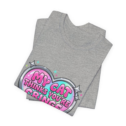 My Cat Thinks You're Cringe Tee | Y2K slogan, hot pink bubblegum style - Nineteen 29 Kustom