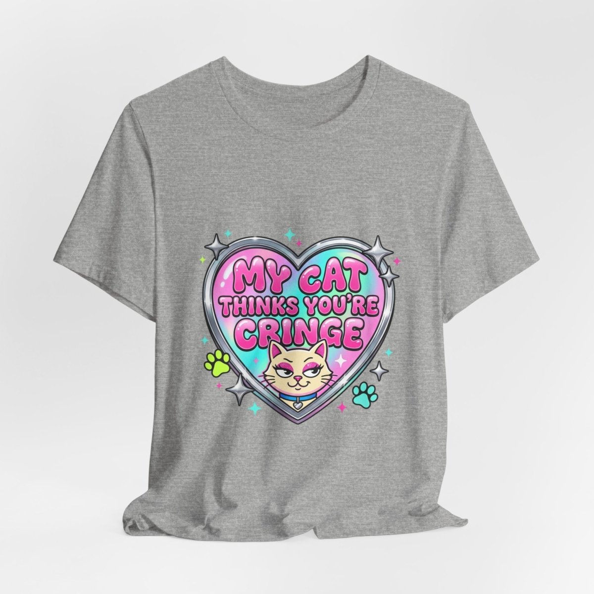 My Cat Thinks You're Cringe Tee | Y2K slogan, hot pink bubblegum style - Nineteen 29 Kustom