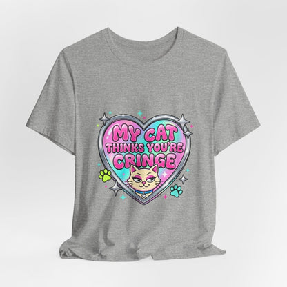 My Cat Thinks You're Cringe Tee | Y2K slogan, hot pink bubblegum style - Nineteen 29 Kustom