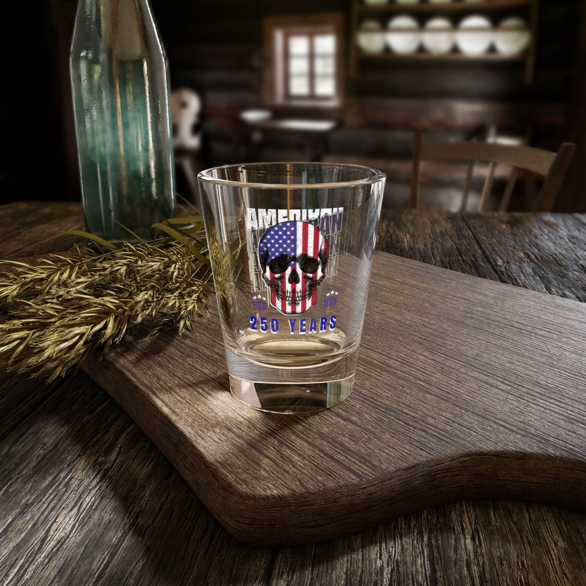 American Flag Skull 250 Years Shot Glass — 1.5oz Patriotic Shooter - Nineteen 29 Kustom