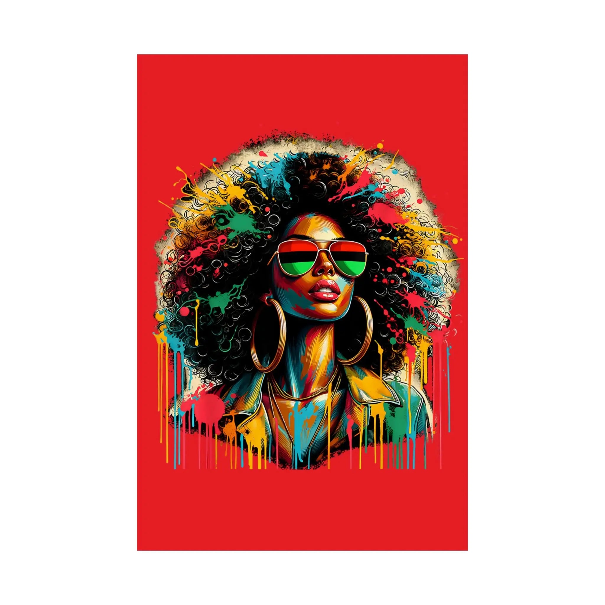 Vibrant Afro Art Print - Colorful Satin Poster for Her - Home Decor & Empowerment Gift