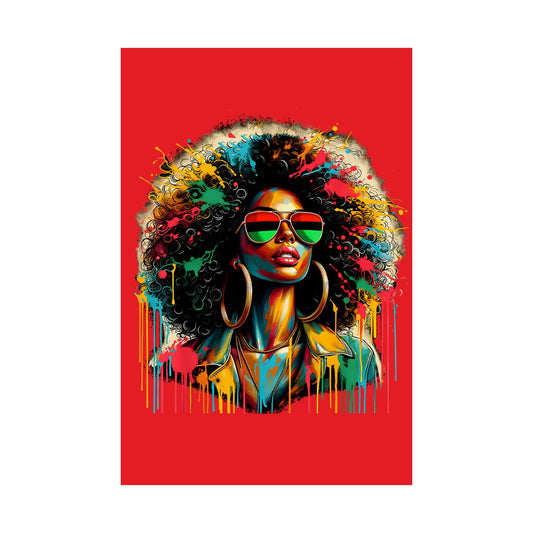 Vibrant Afro Art Print, Colorful Satin Poster, Wall Décor, Afrocentric Artwork, Gift for Her, Home Decor, Womens Empowerment Printify