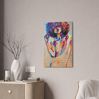Colorful Abstract Woman Canvas Wall Art – Vibrant Afro Portrait Stretched Canvas