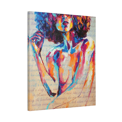 Colorful Abstract Woman Canvas Wall Art – Vibrant Afro Portrait Stretched Canvas