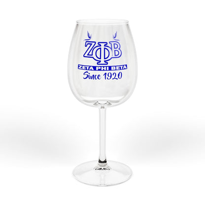 Zeta Phi Beta 12oz Wine Glass — "Since 1920" Sorority Stemmed Glass - Nineteen 29 Kustom