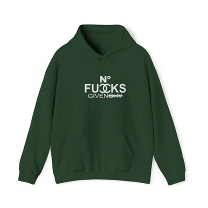 Graphic Hoodie - 'No Fucks Given' Distressed Design Printify