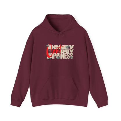 Hoodie - 'Money Can't Buy Happiness' Vintage Cash Graphic Hoodie Printify