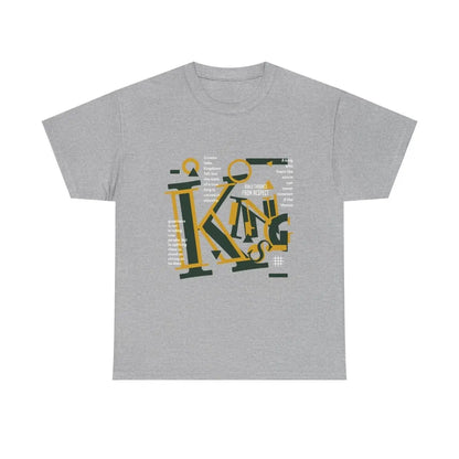 King Typography Graphic Tee — Bold Yellow Green Urban Design Printify