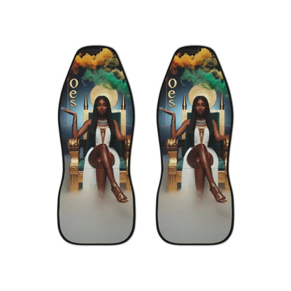 Car Seat Covers - OES Goddess Black Queen Throne Design - Nineteen 29 Kustom