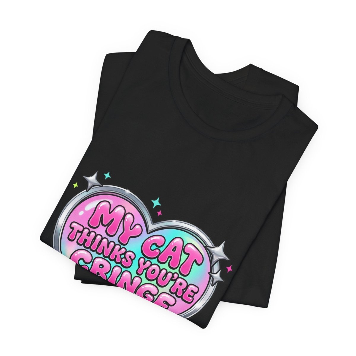 My Cat Thinks You're Cringe Tee | Y2K slogan, hot pink bubblegum style - Nineteen 29 Kustom
