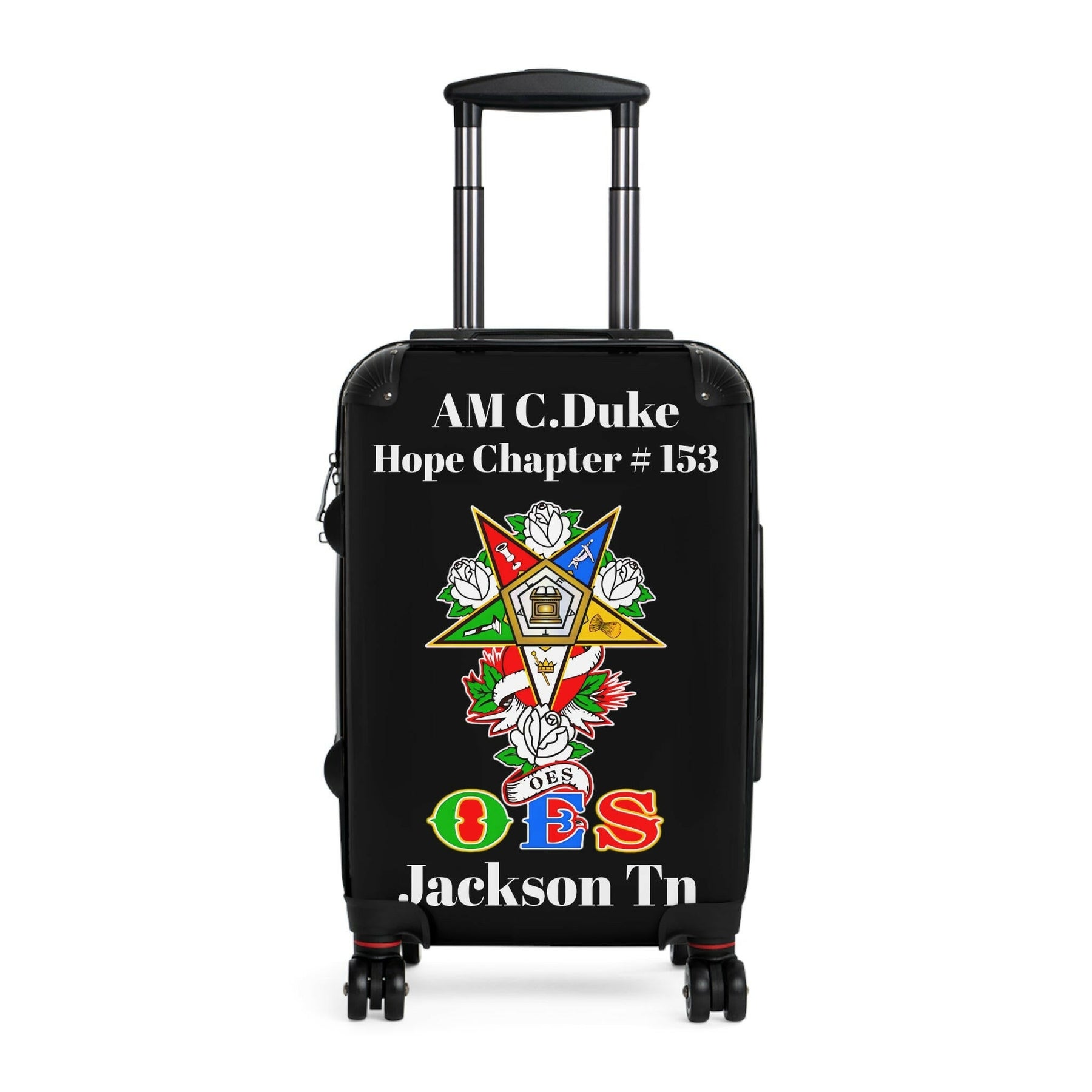 Custom Graphic Suitcases, Personalized Carry-On for Travelers, Unique Travel Gear, Ideal for Eastern Stars, Great OES Gift, AM C Duke Printify