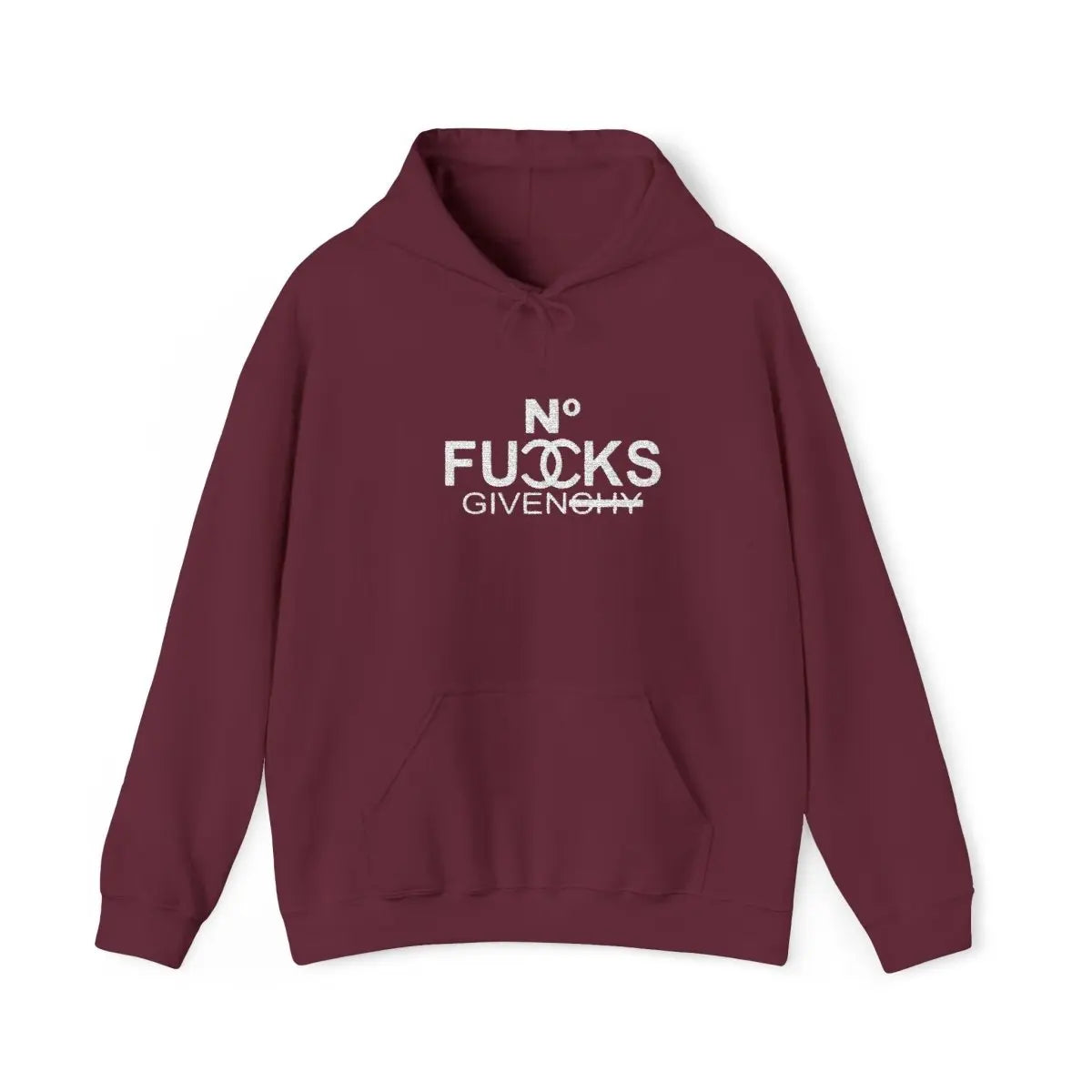 Graphic Hoodie - 'No Fucks Given' Distressed Design Printify