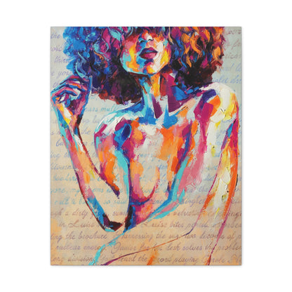 Colorful Abstract Woman Canvas Wall Art – Vibrant Afro Portrait Stretched Canvas