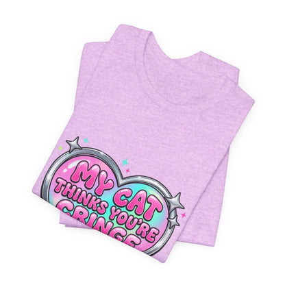 My Cat Thinks You're Cringe Tee | Y2K slogan, hot pink bubblegum style - Nineteen 29 Kustom
