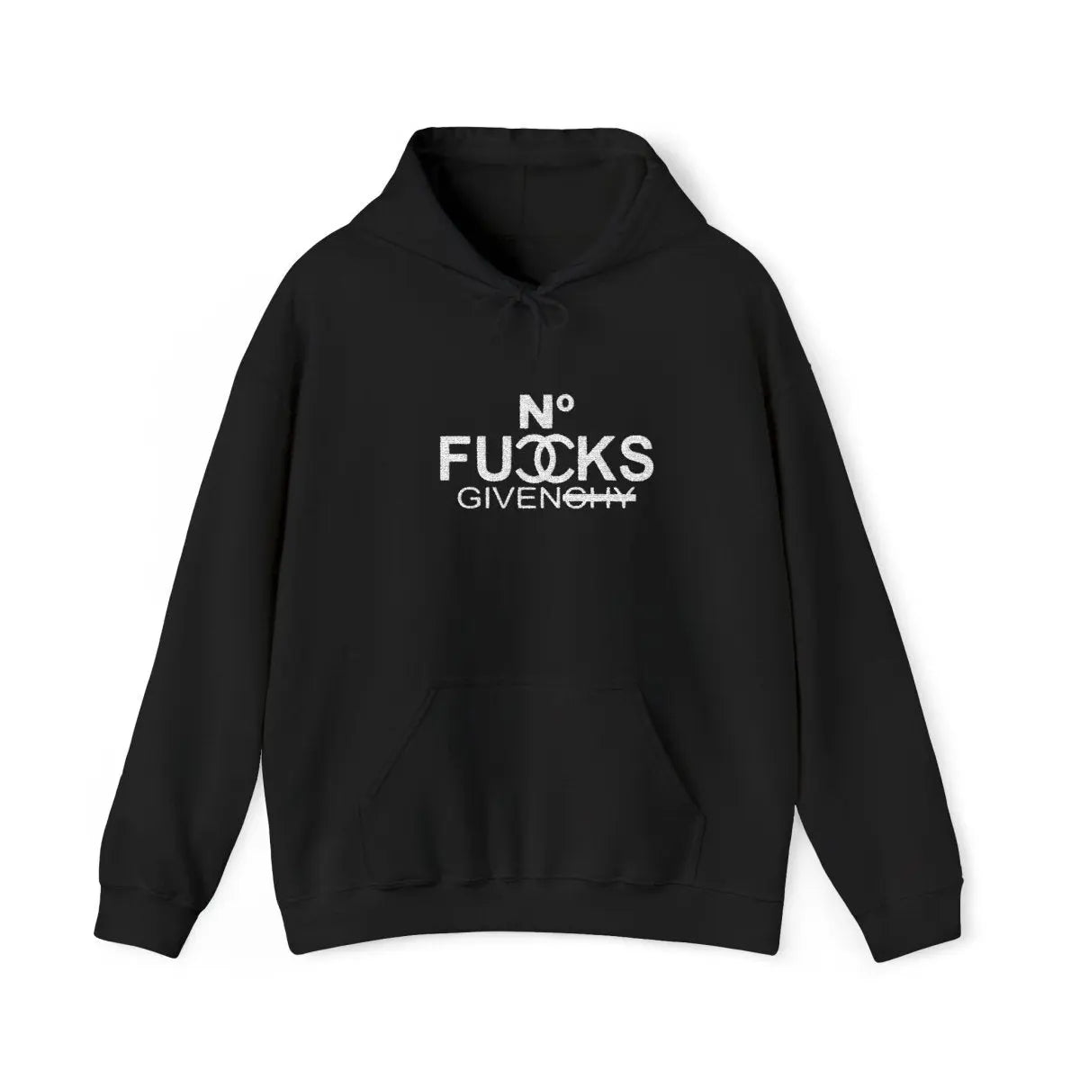 Graphic Hoodie - 'No Fucks Given' Distressed Design